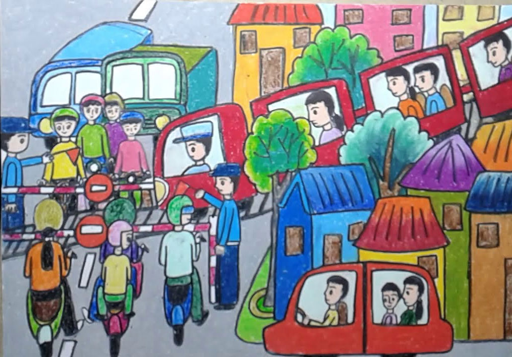 Tổng hợp tranh vẽ an toàn giao thông đẹp nhất  Tranh vẽ cho học sinh