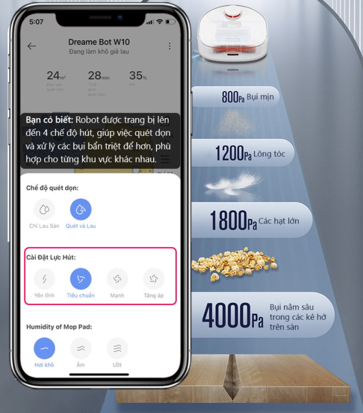 Dung lượng pin và lực hút khủng