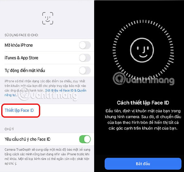 Thiết lập Face ID