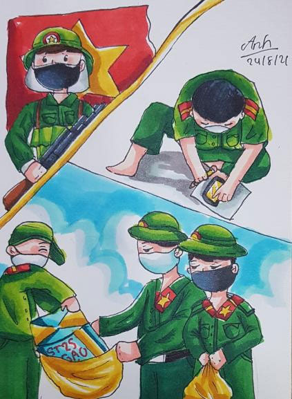 Tranh chống dịch chú bộ đội: Những giá trị thiết thực và tinh thần đoàn kết của đội quân Việt Nam được khai thác một cách đặc biệt trong tranh chống dịch vẽ chú bộ đội. Hãy cùng xem những người lính của quân đội ta đang nỗ lực hết mình trong công cuộc chống lại đại dịch COVID-