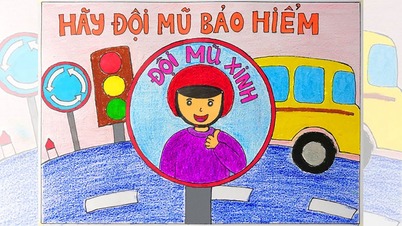 Vẽ tranh ĐỘI MŨ XINH  BẢO VỆ CHÚNG MÌNH  Vẽ tranh đội mũ bảo hiểm  Vẽ  tranh an toàn giao thông  YouTube