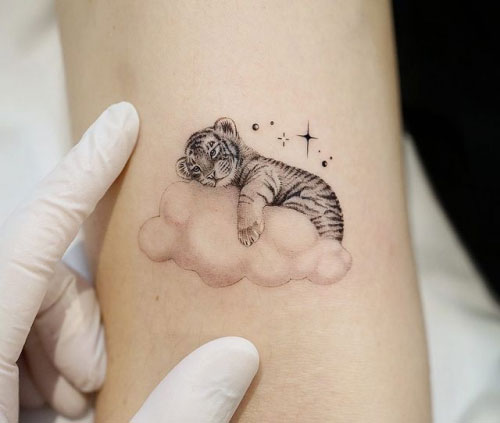 hinh xam con cop nho  Cool small tattoos Sleeve tattoos Tiger tattoo  design
