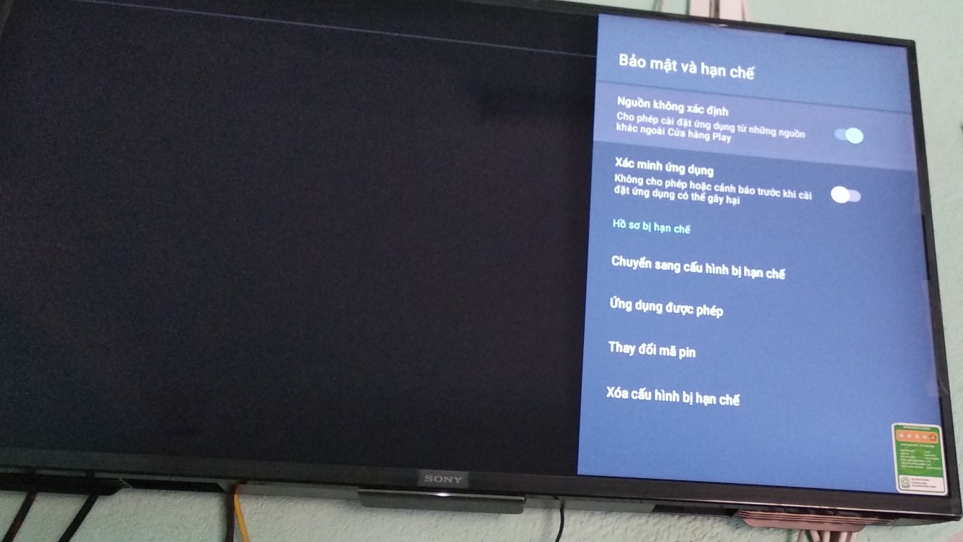 Cài file APK cho TV Sony cần lưu ý gì?