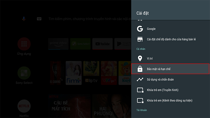 Cài đặt file APK trên tivi Sony