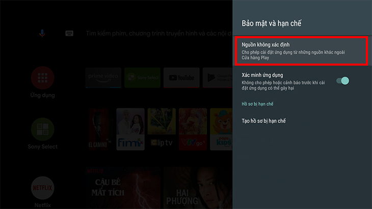 Hướng dẫn cài file APK tivi Sony