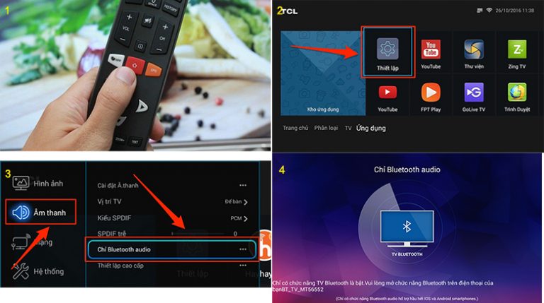 Cách kết nối điện thoại với tivi TCL qua Bluetooth