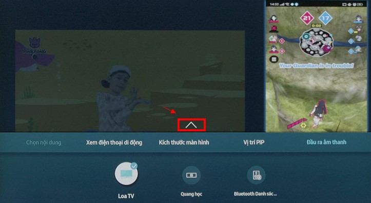 Nhấn nút mũi tên để hoàn tất cài đặt Multi View TV Samsung 2020