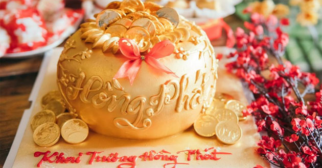 Bánh kem tạo hình ngôi nhà và vàng kim chúc mừng khai trương hồng phát (Mẫu  51728) - FRIENDSHIP CAKES & GIFT