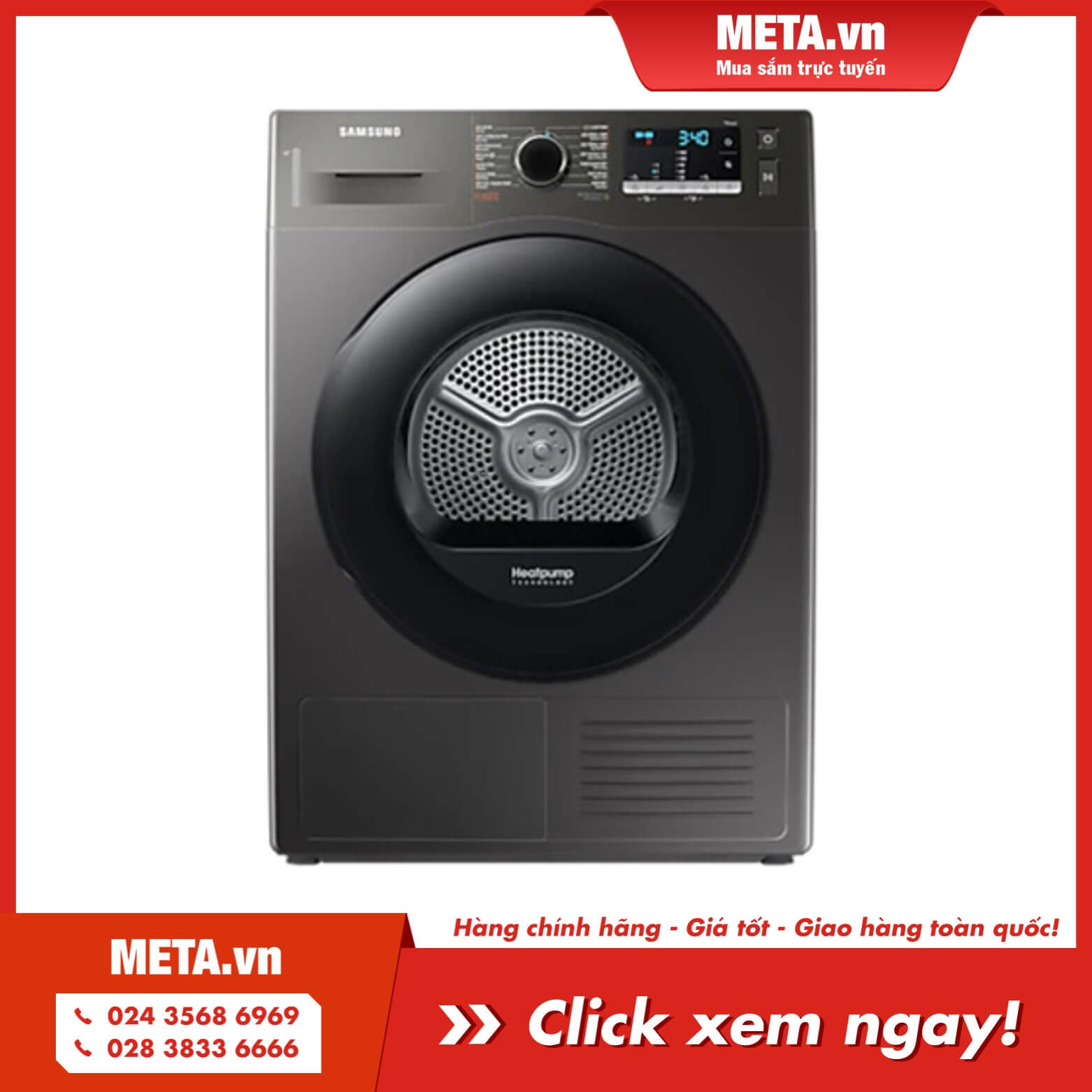 Mua ngay máy sấy bơm nhiệt Samsung Heatpump 9kg DV90TA240AX/SV