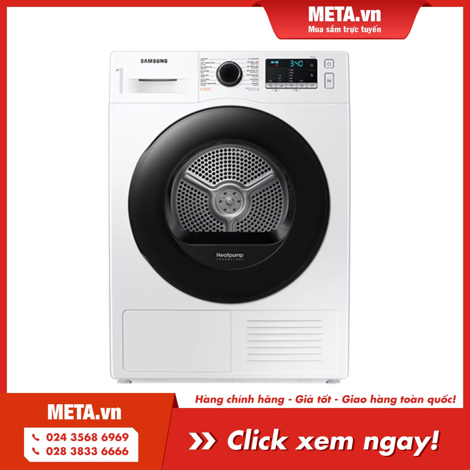 Mua ngay máy sấy bơm nhiệt 9kg Samsung DV90TA240AE/SV (mới 2021)