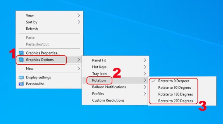  Cách xoay màn hình máy tính bằng Graphics Options