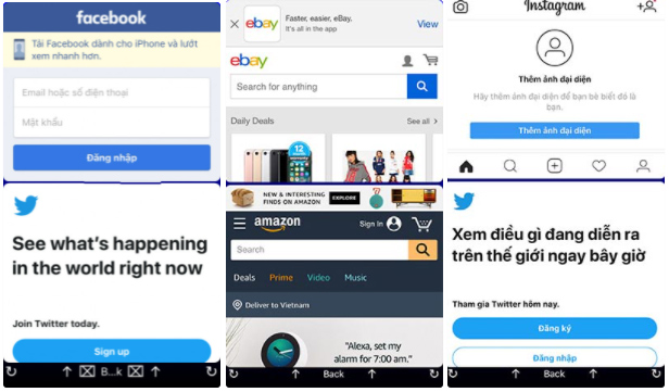 Hai webview trên - dưới xuất hiện để tải 2 cửa sổ khác nhau cho bạn sử dụng