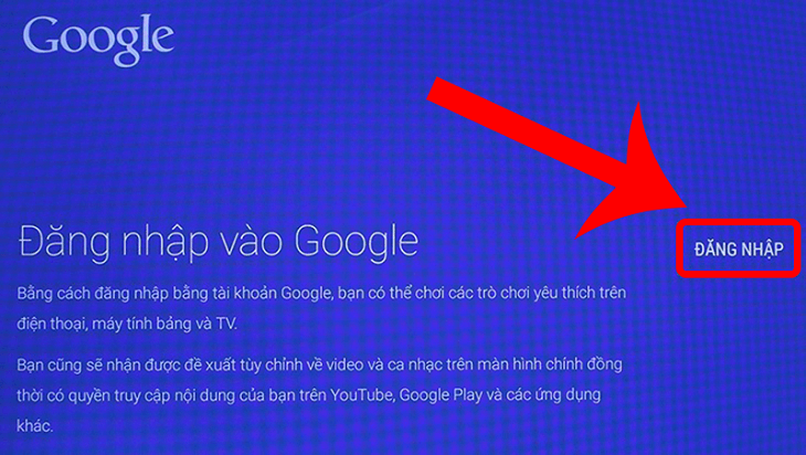 Đăng nhập Google trên tivi LG