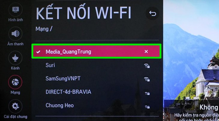 Ảnh 8: Kết nối mạng trên tivi LG