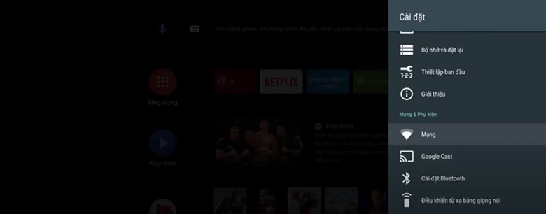Kết nối Internet trên tivi Sony.