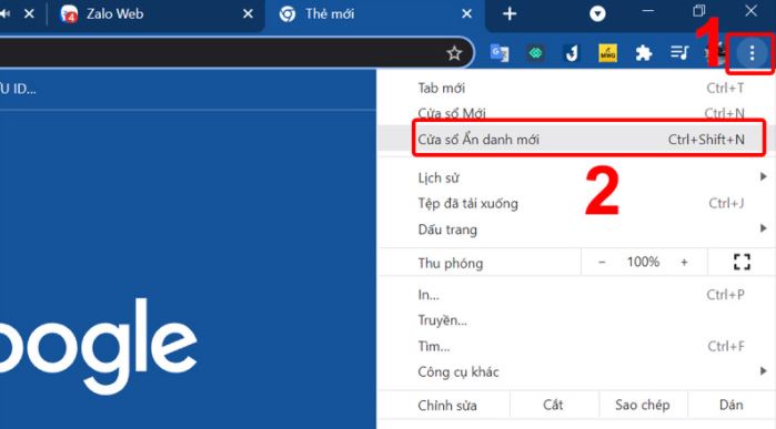 Cách mở tab ẩn danh trên Google Chrome
