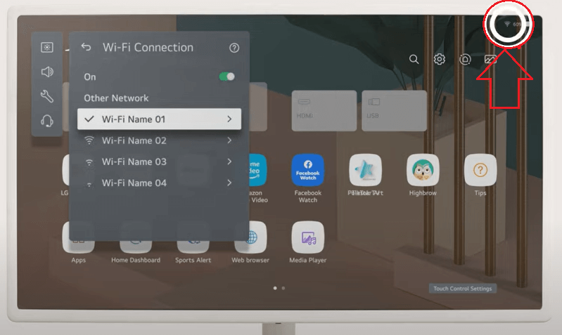 Khi kết nối thành công biểu tượng wifi sẽ được hiển thị ở trên cùng bên phải