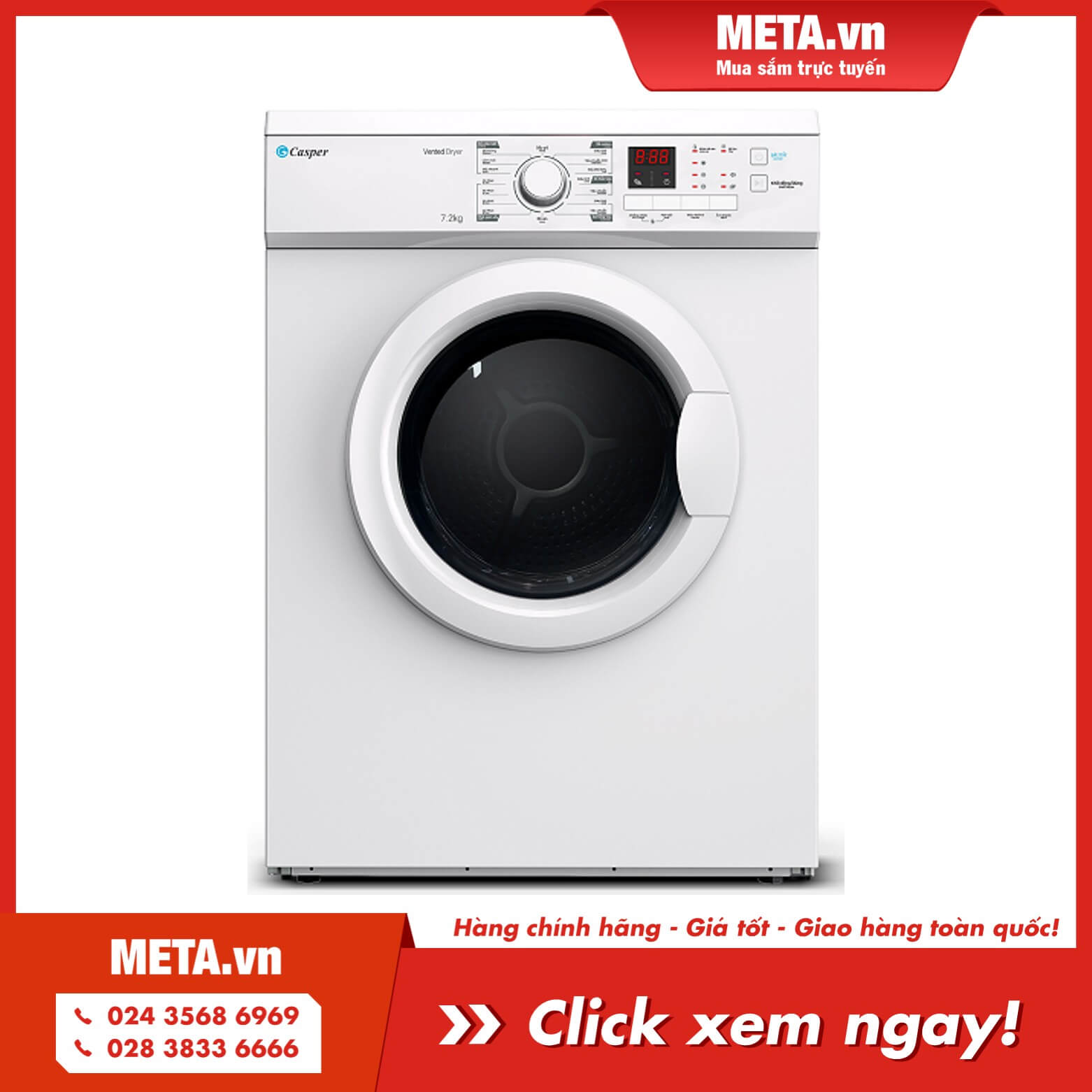 Mua ngay máy sấy quần áo thông hơi Casper 7,2kg TD-72VWD