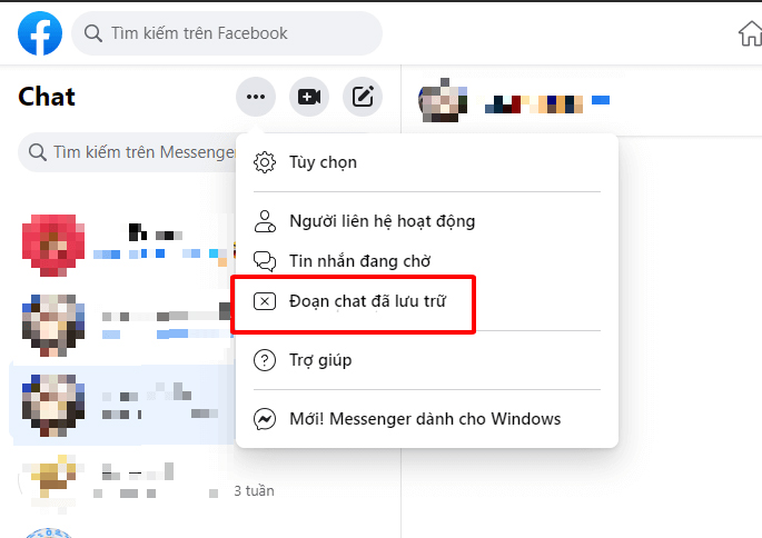 Chọn cuộc trò chuyện trên Facebook Messenger mà bạn muốn bỏ ẩn
