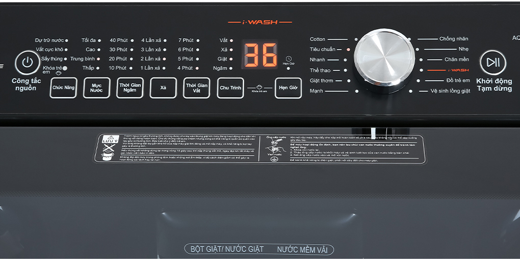 Bảng điều khiển của máy giặt AQUA AQW-FR101GT