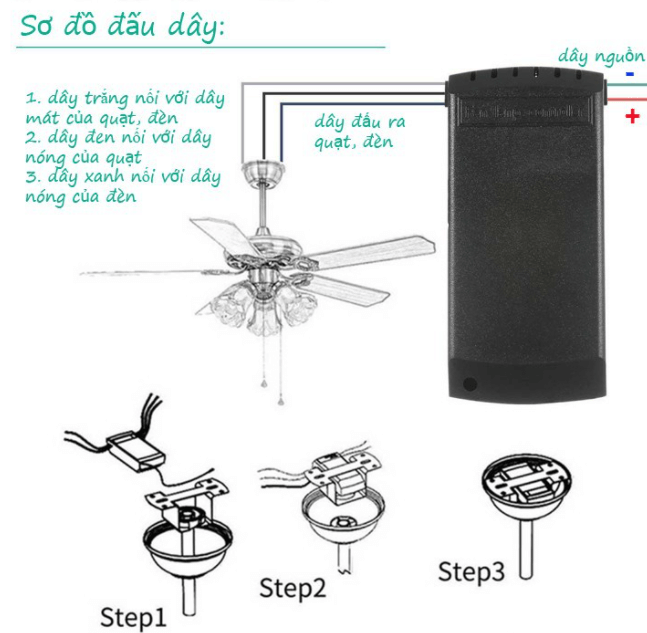Sơ đồ đấu dây điều khiển từ xa cho quạt trần