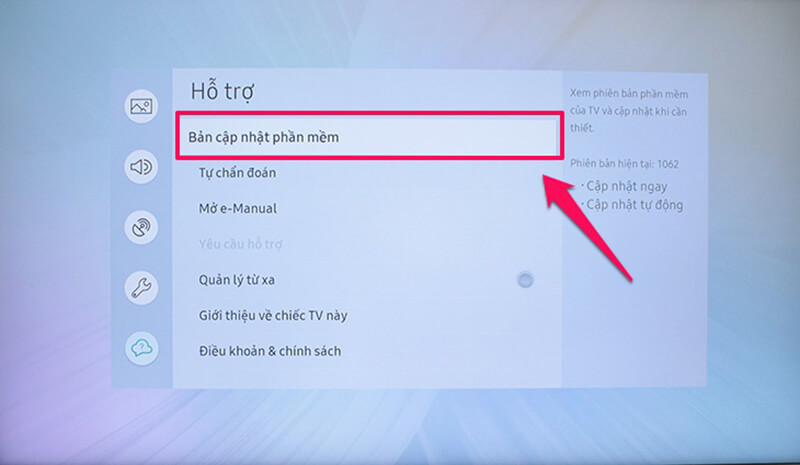 Chọn Bản cập nhật phần mềm 