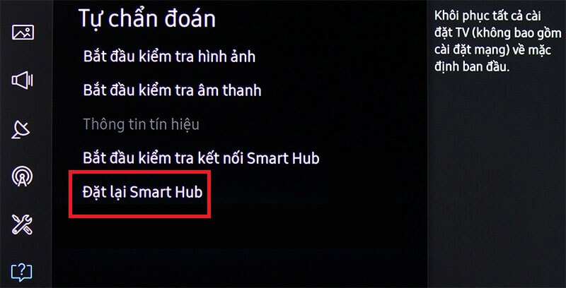 Nhấn chọn mục Đặt lại Smart Hub
