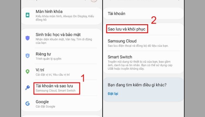 Ấn chọn sao lưu
