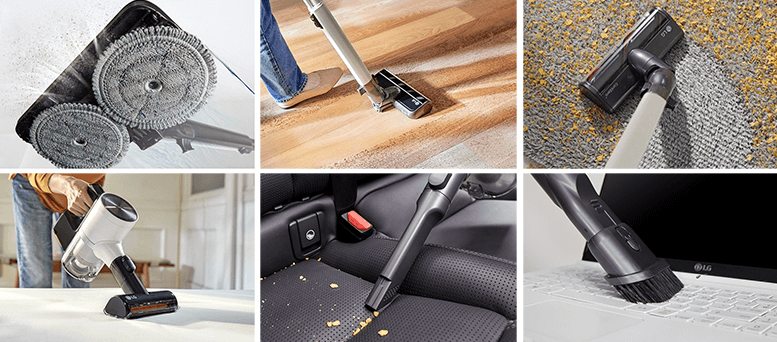 Trang bị nhiều đầu hút làm sạch các vị trí, thực hiện công việc khác nhau