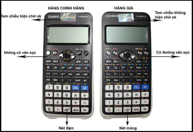 Phân biệt máy tính Casio 580 bằng thiết kế.