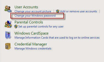 Nhấn chọn Change your Windows password