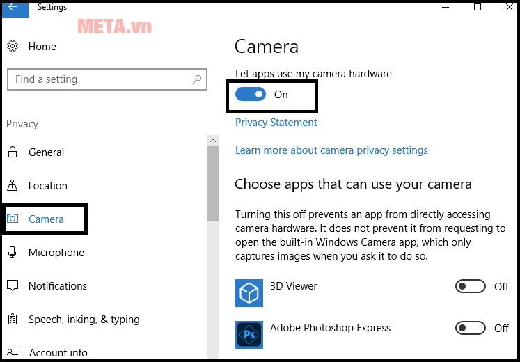 Cách mở camera laptop