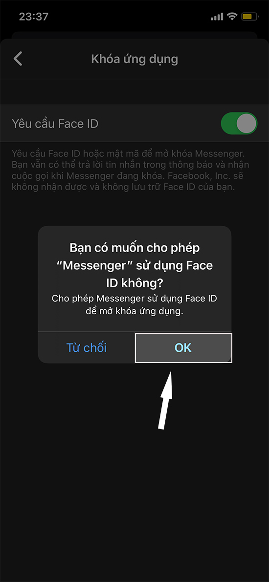 Lựa chọn thời gian khóa ứng dụng Messenger sau khi rời khỏi