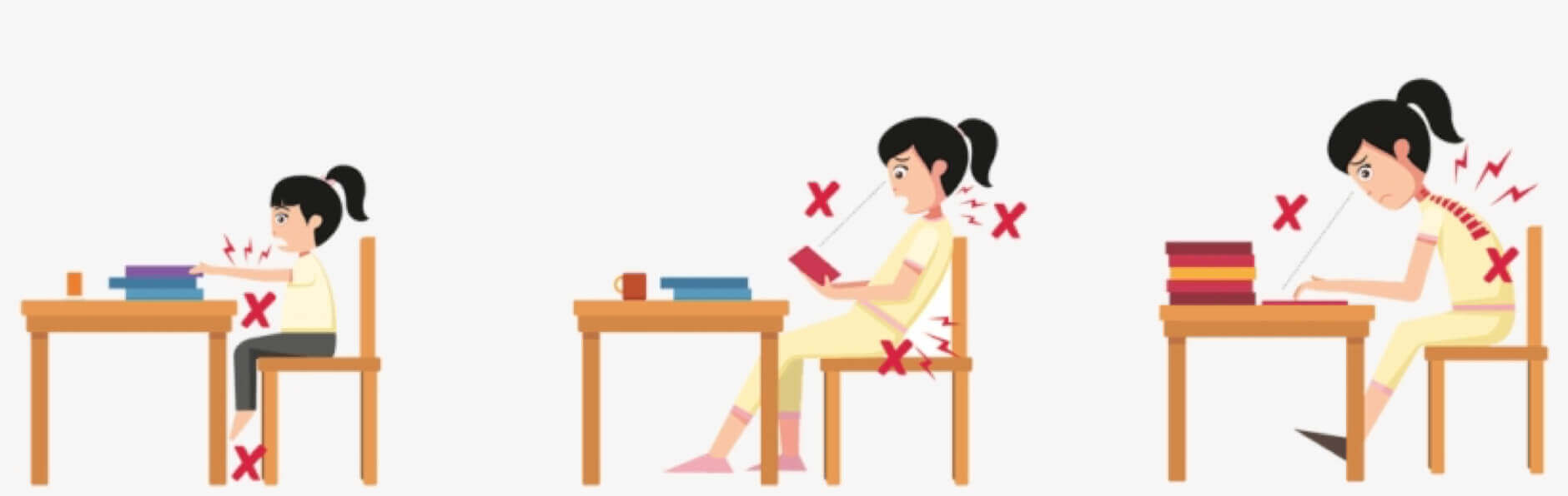 Tư thế ngồi học sai của trẻ