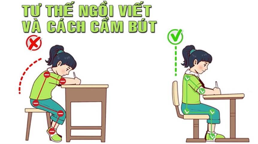 Tư thế ngồi học chuẩn cho trẻ