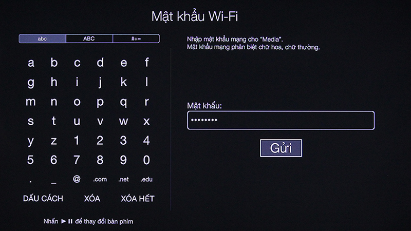 Nhập mật khẩu Wifi