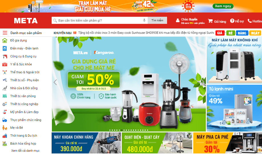 Nên mua máy lạnh online tại website uy tín như META.vn