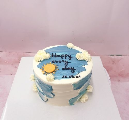 Bánh sinh nhật hai màu decor nến happy Birthday - Thu Hường bakery