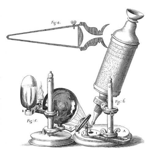 Phác thảo kính hiển vi Robert Hooke đã sử dụng