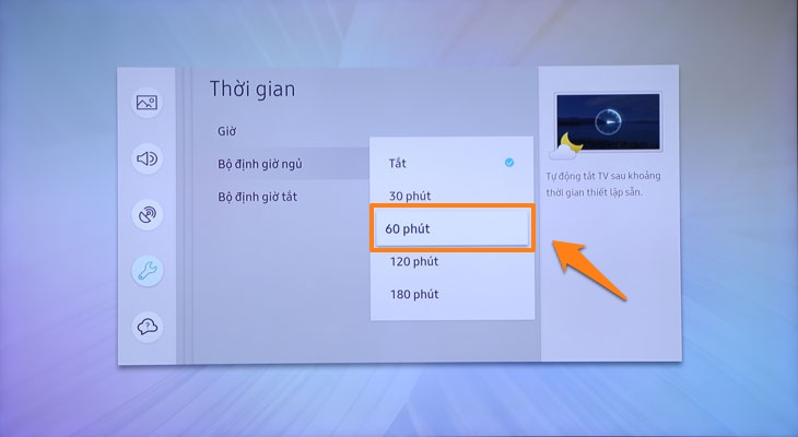 Cách hẹn giờ ngủ cho tivi Samsung