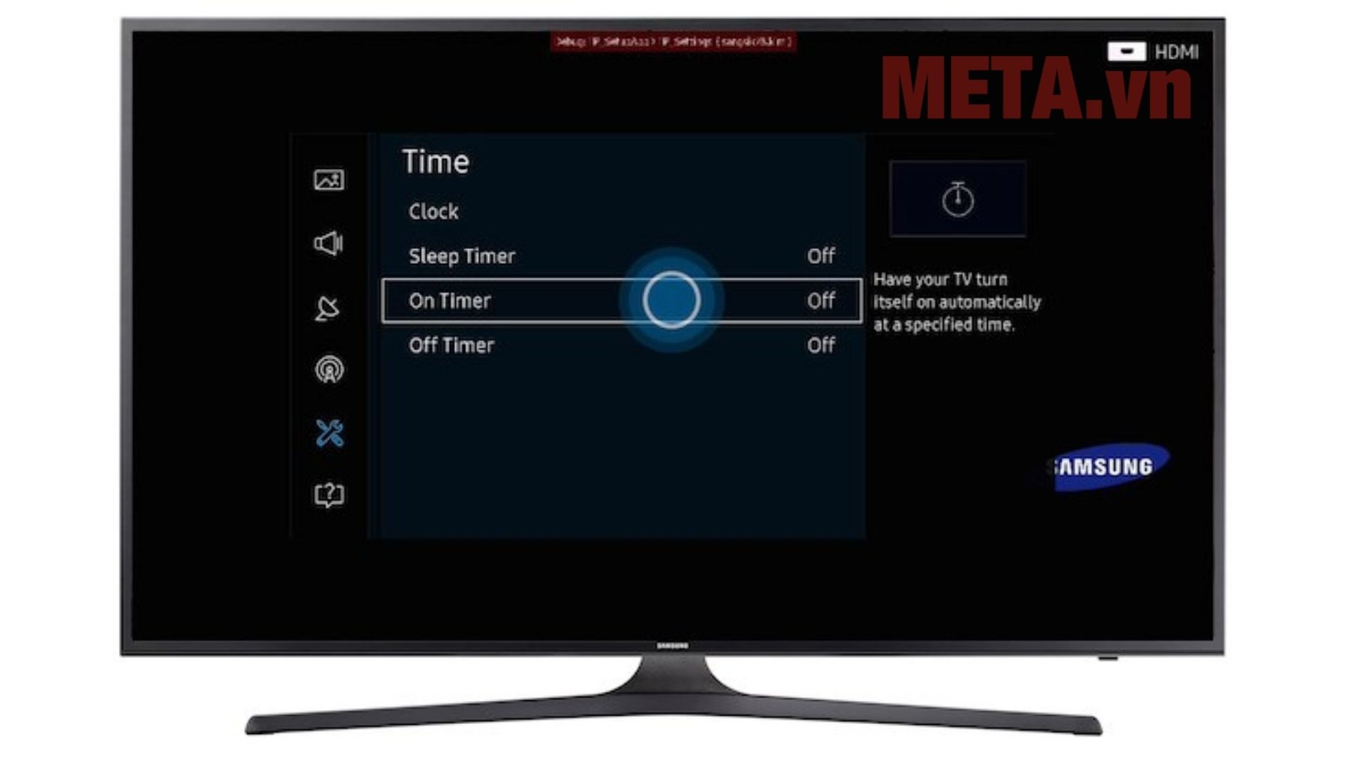 Hẹn giờ bật trên tivi Samsung