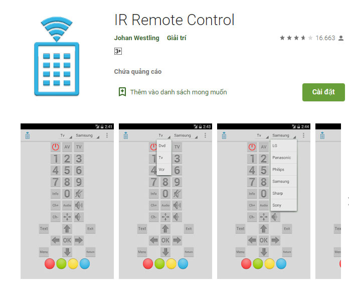 Ứng dụng IR Remote Control