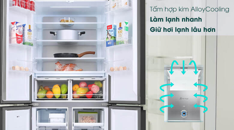 Tấm hợp kim giữ nhiệt Alloy Cooling trên tủ lạnh Toshiba
