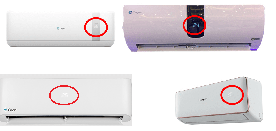 Đèn hiển thị nhiệt độ trên điều hòa Casper có nhiều kiểu thiết kế khác nhau