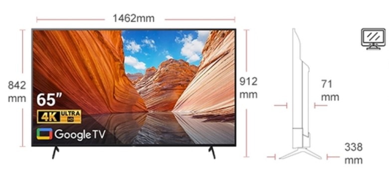 Kích thước tivi 65 inch