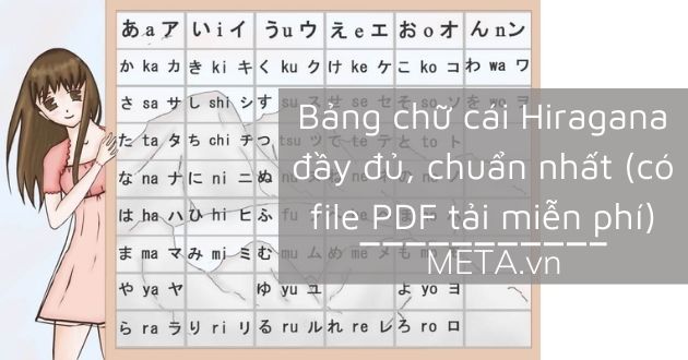 Bảng chữ cái Hiragana đầy đủ, chuẩn nhất (có file PDF tải miễn phí)