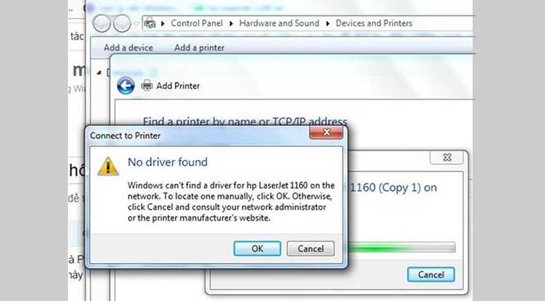 Lỗi máy in HP không nhận Driver hoặc hệ điều hành 
