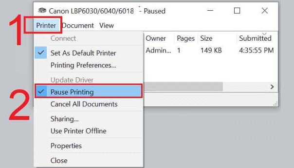 Lỗi máy in HP bị Pause