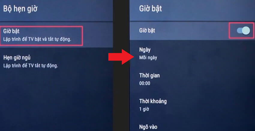 Cách hẹn giờ bật tivi Sony