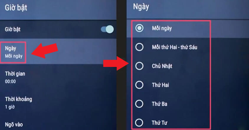 Cách hẹn giờ bật tivi Sony